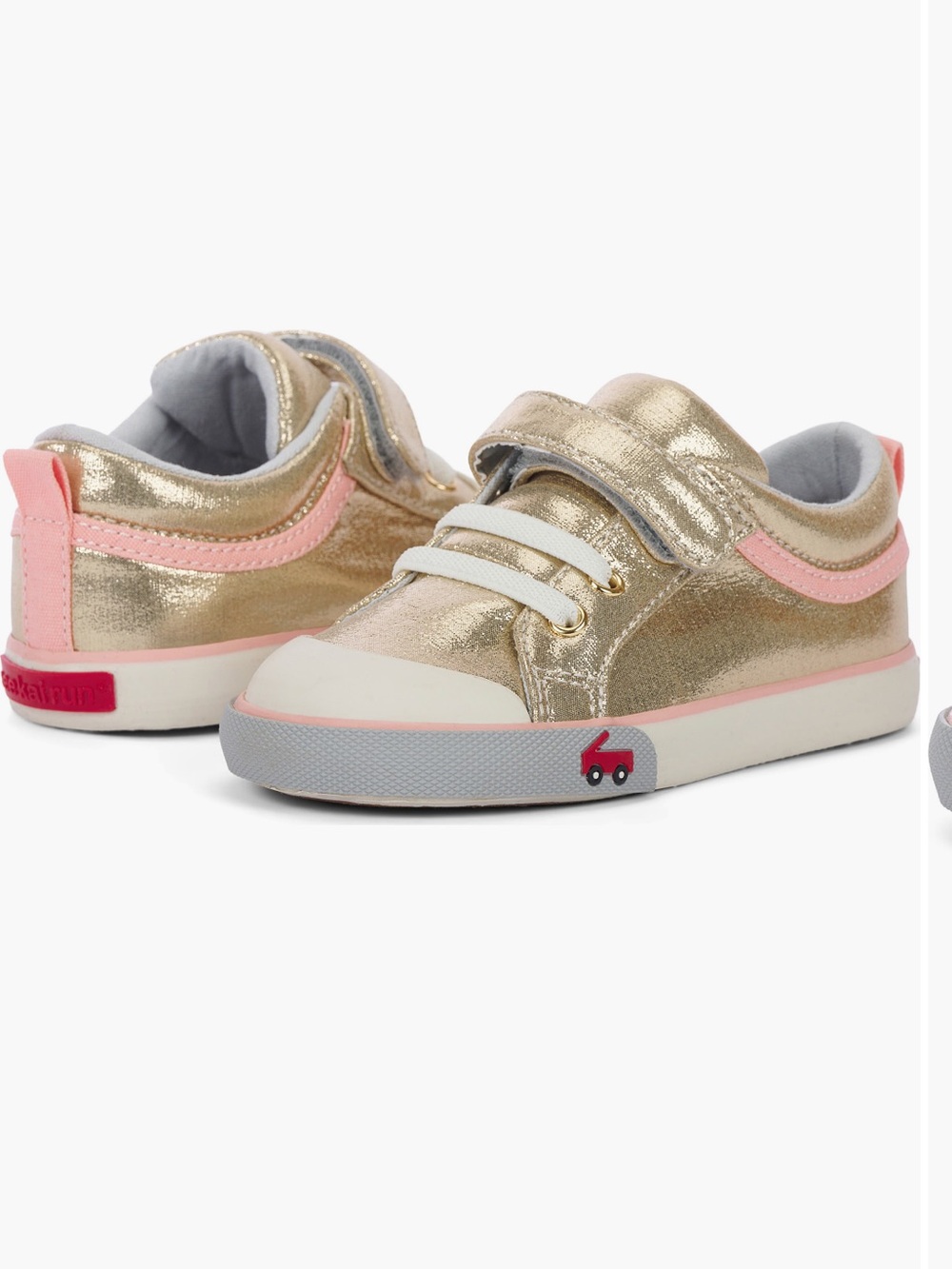 See Kai Run Girls Kristin Sneaker in size 9 Gold Shimmer Velcro Shoe